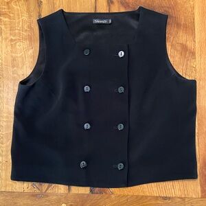 Tahari Classic Black Lined Button Up Top or Vest, Size 10